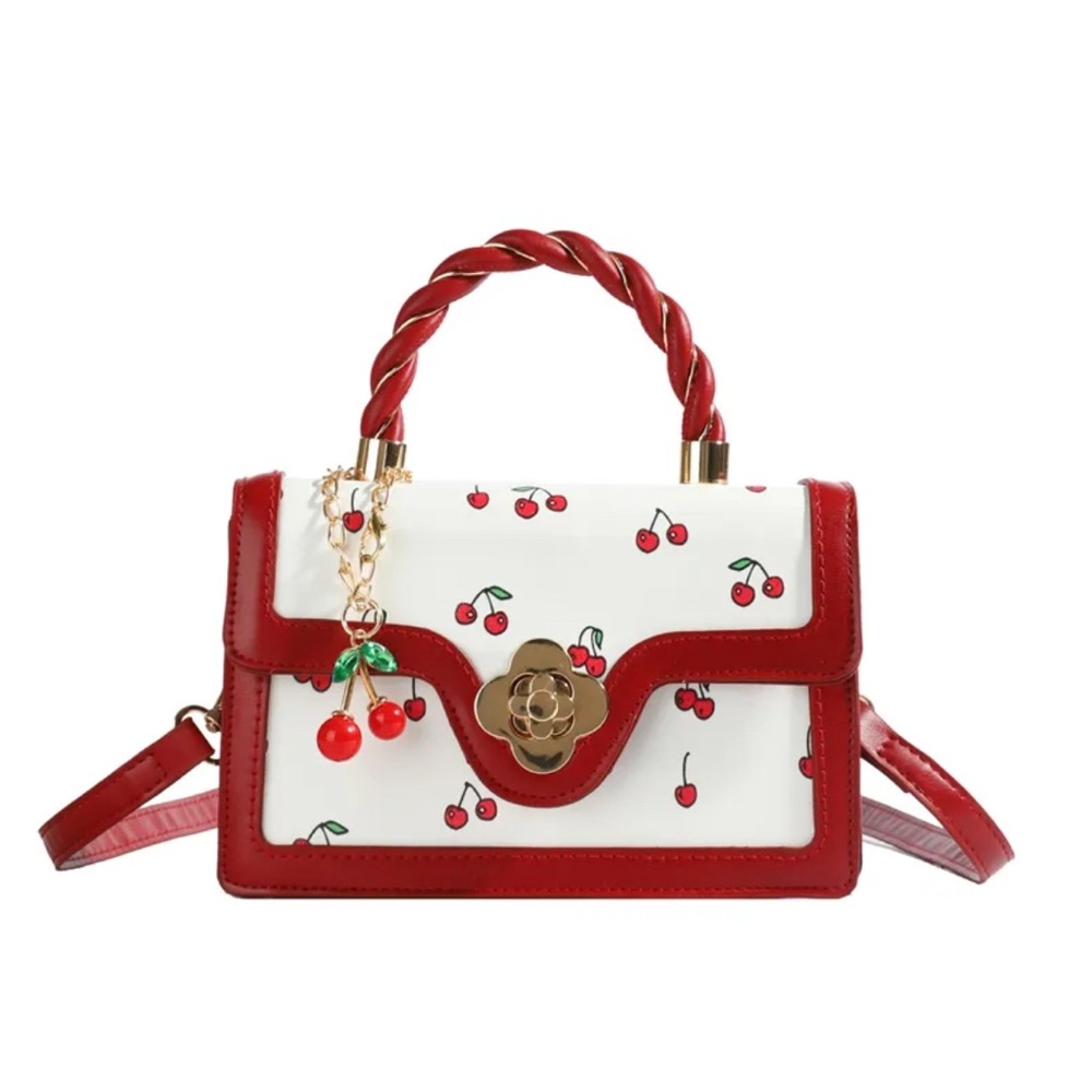 New Cherry Print Burgundy Handbag/Crossbody Fashion and Trendy